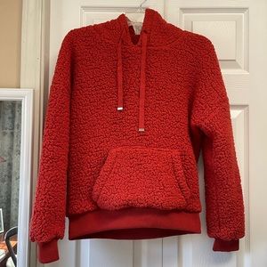 Thick red orange Sherpa hoodie